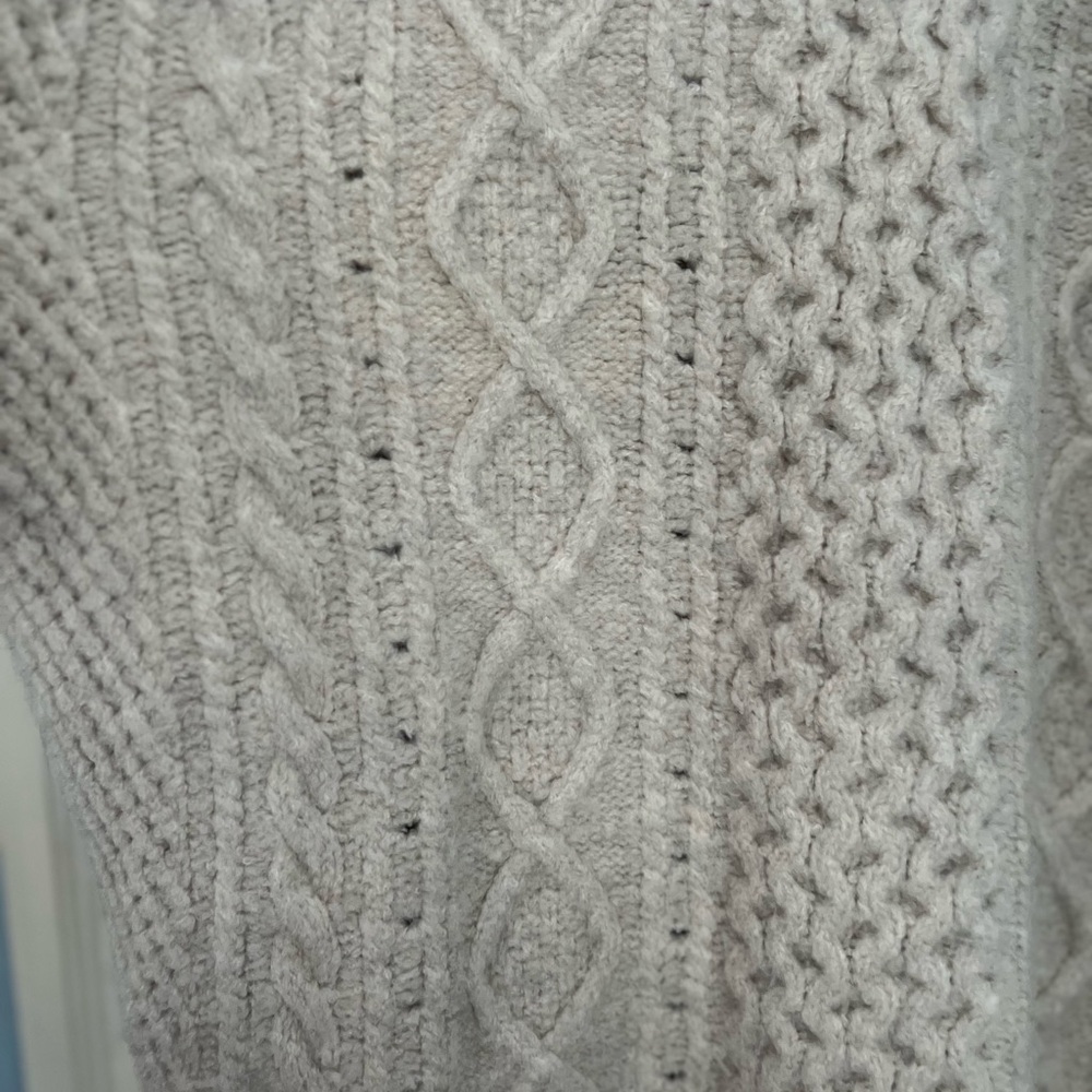 J. Crew Beige Wool Chunky Cable Knit Cardigan - Picture 7 of 9